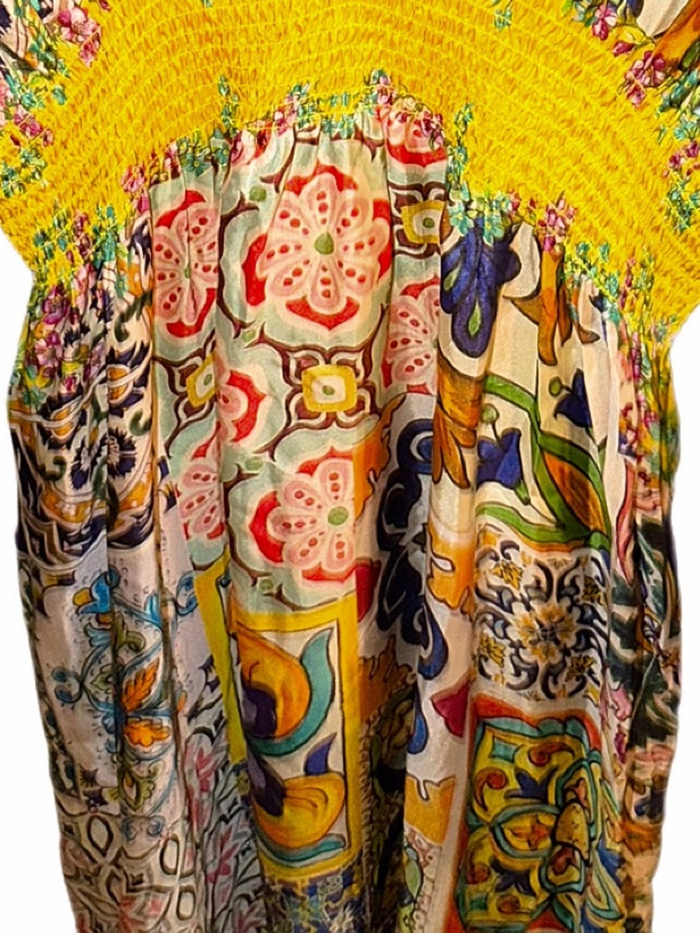 Johnny Was Like New Womens Maxi Dress with cinched yellow waist, so colorful💙 - Picture 12 of 15